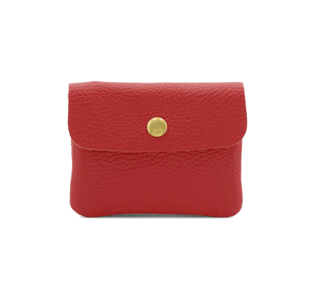 Leather Button Purse, Red