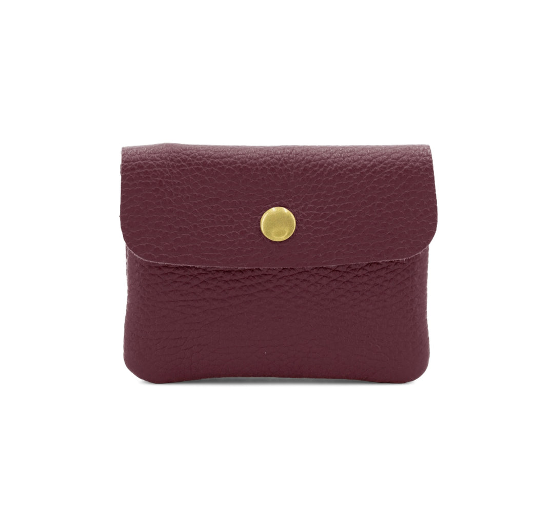 Leather Button Purse, Burgandy