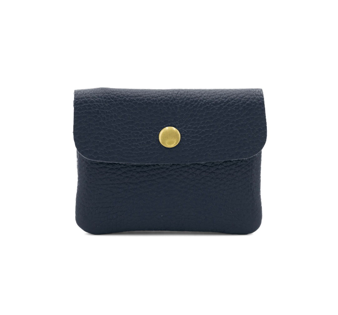 Leather Button Purse, Navy