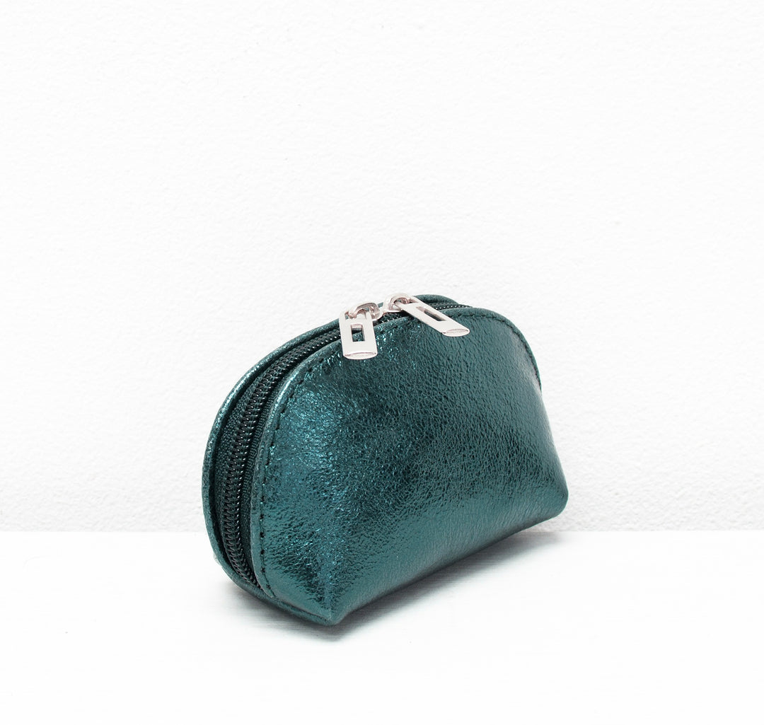 Metallic Leather Coin Purse, Teal