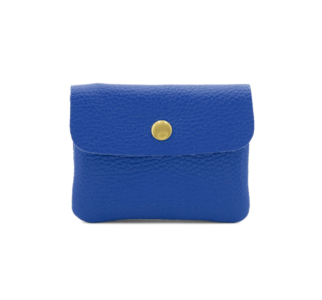 Leather Button Purse, Blue