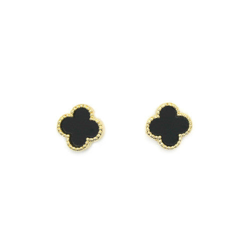 Gold & Black Clover Studs