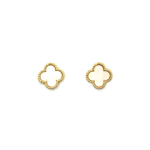 Gold & White Clover Studs