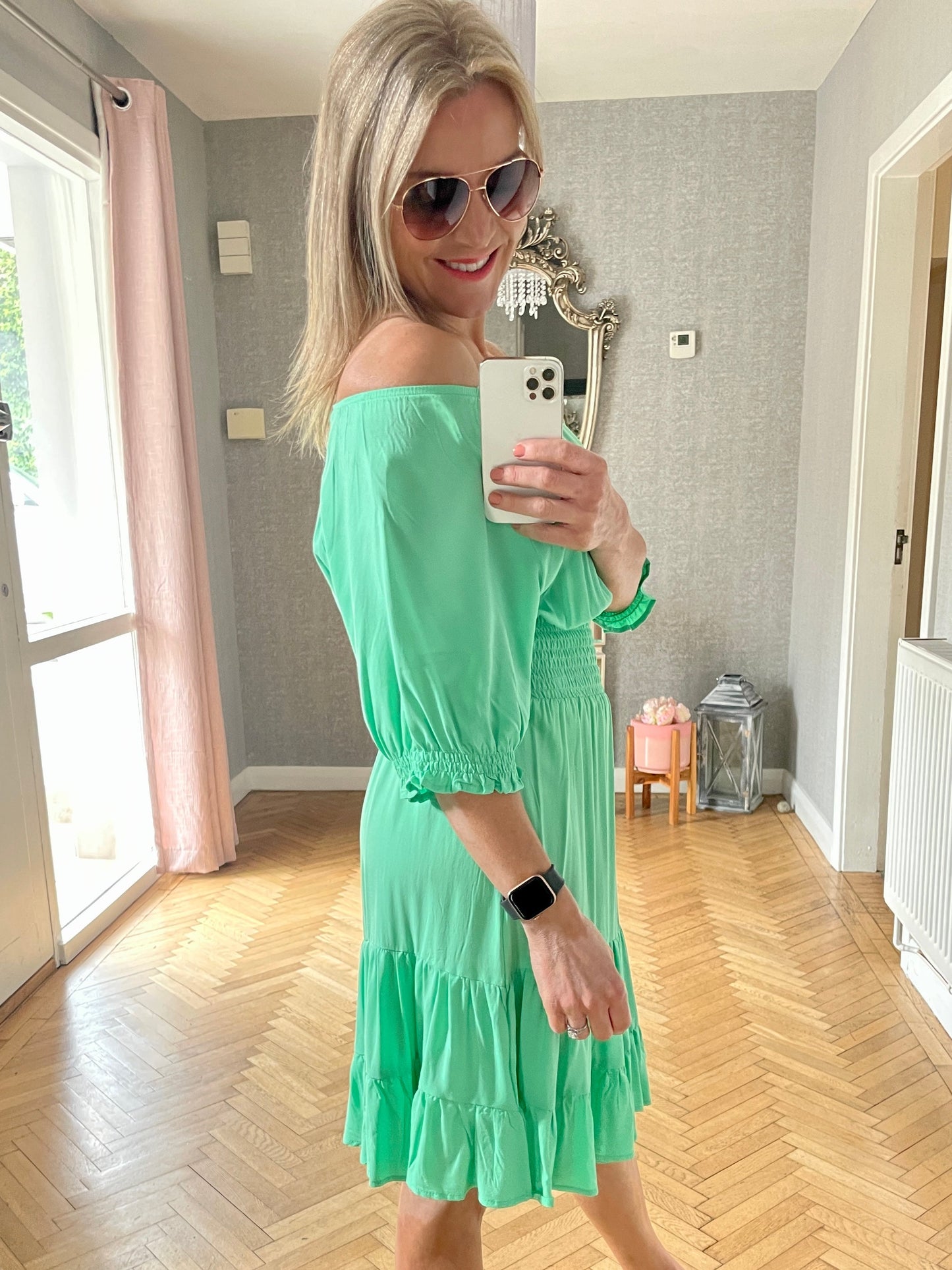 Byoung Spring Smock Dress, Green