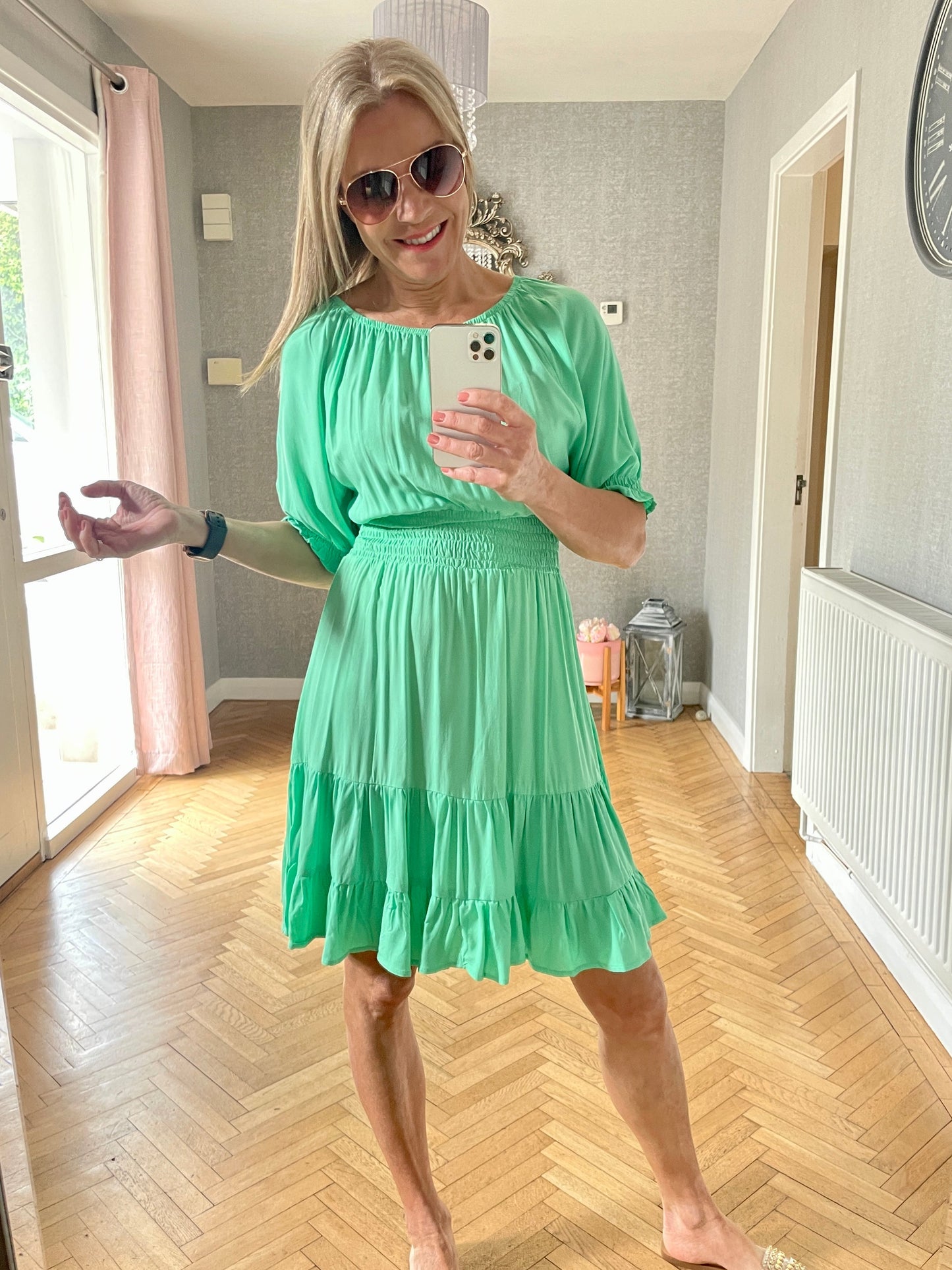 Byoung Spring Smock Dress, Green