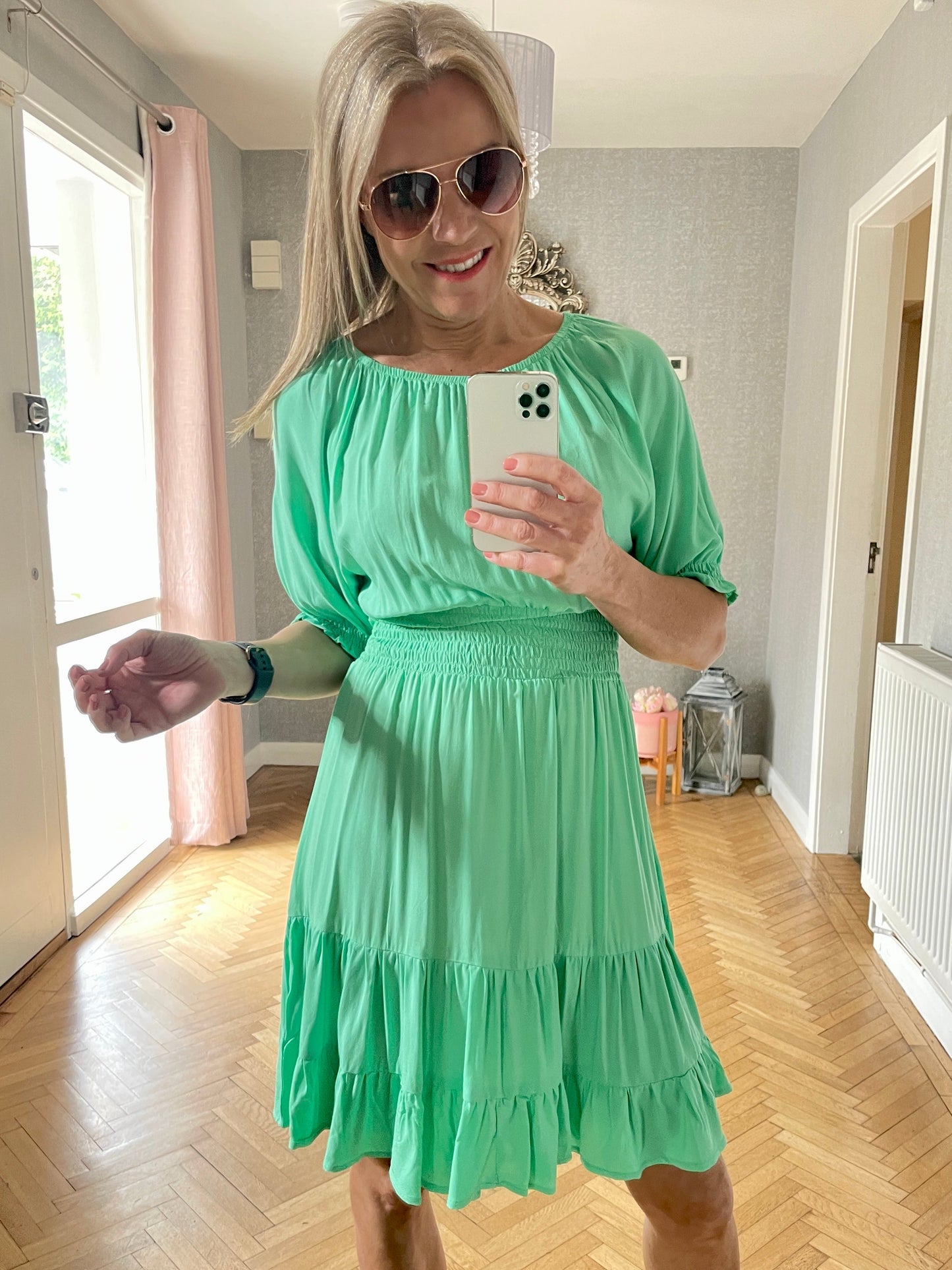 Byoung Spring Smock Dress, Green