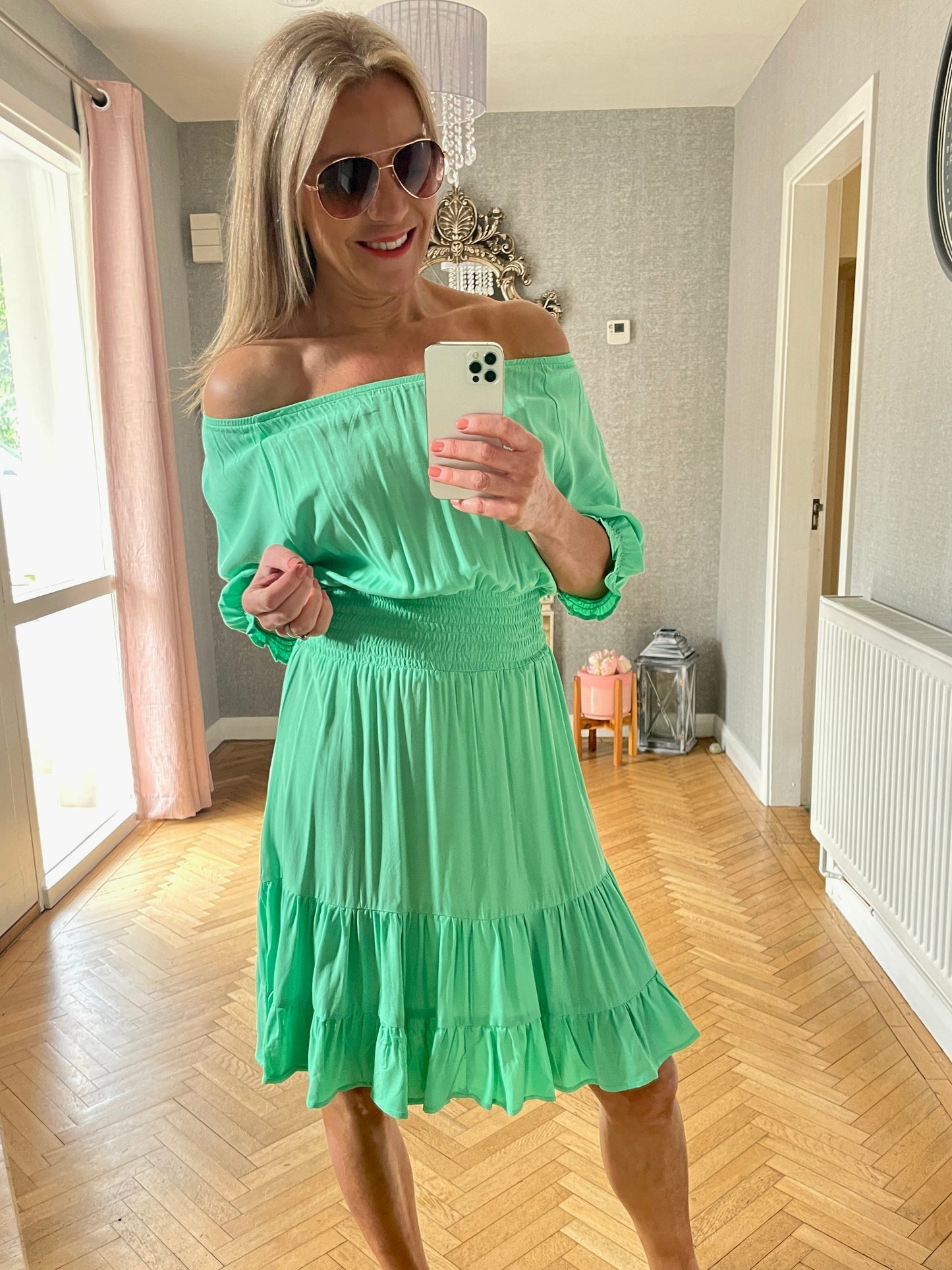 Byoung Spring Smock Dress, Green