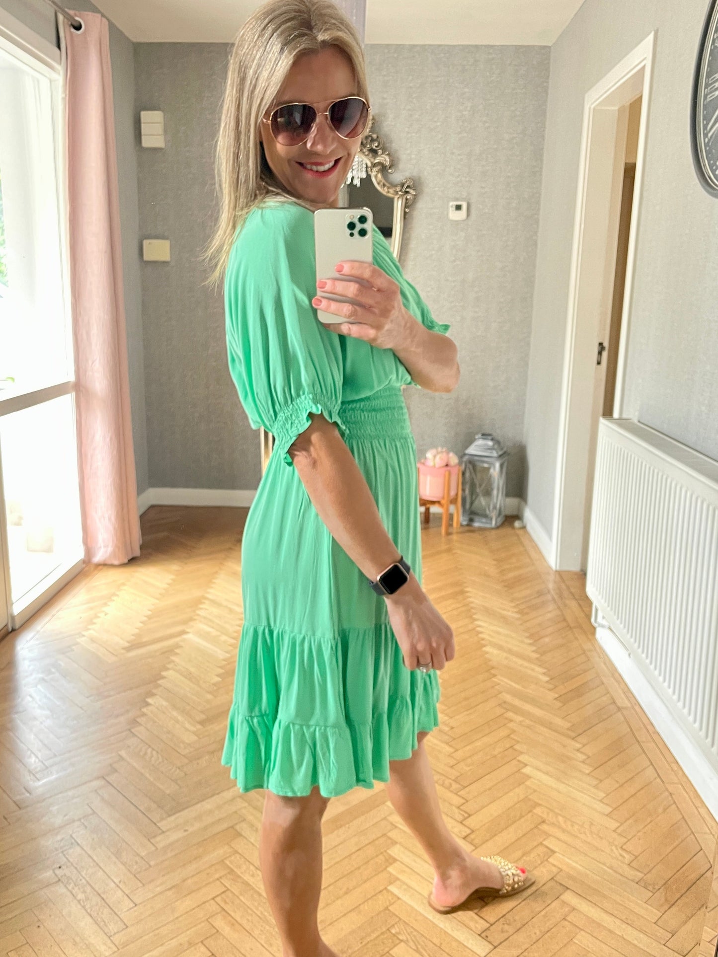Byoung Spring Smock Dress, Green