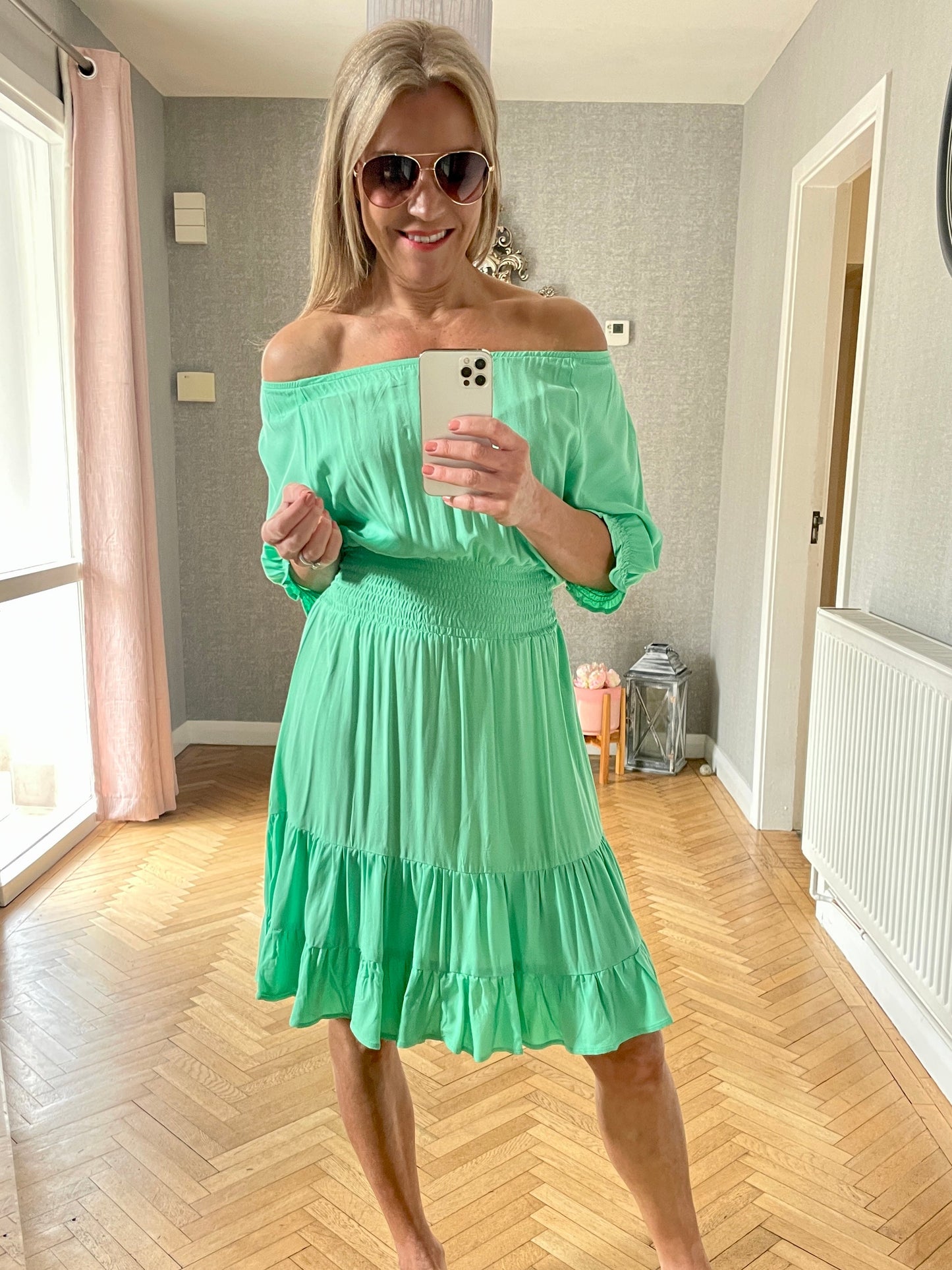 Byoung Spring Smock Dress, Green
