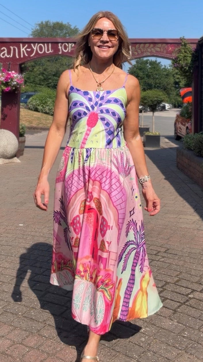Palm Print Summer Dress