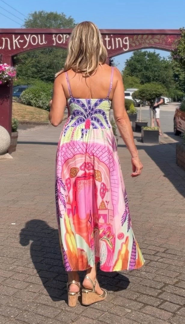 Palm Print Summer Dress