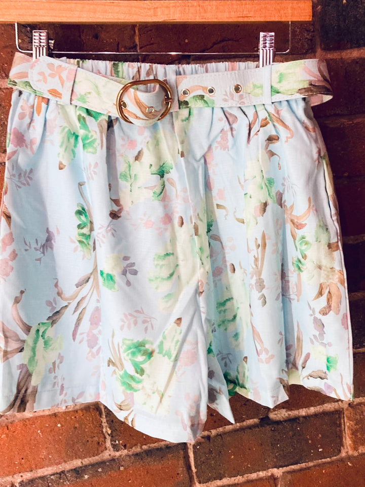 Blue Floral Shorts Coord
