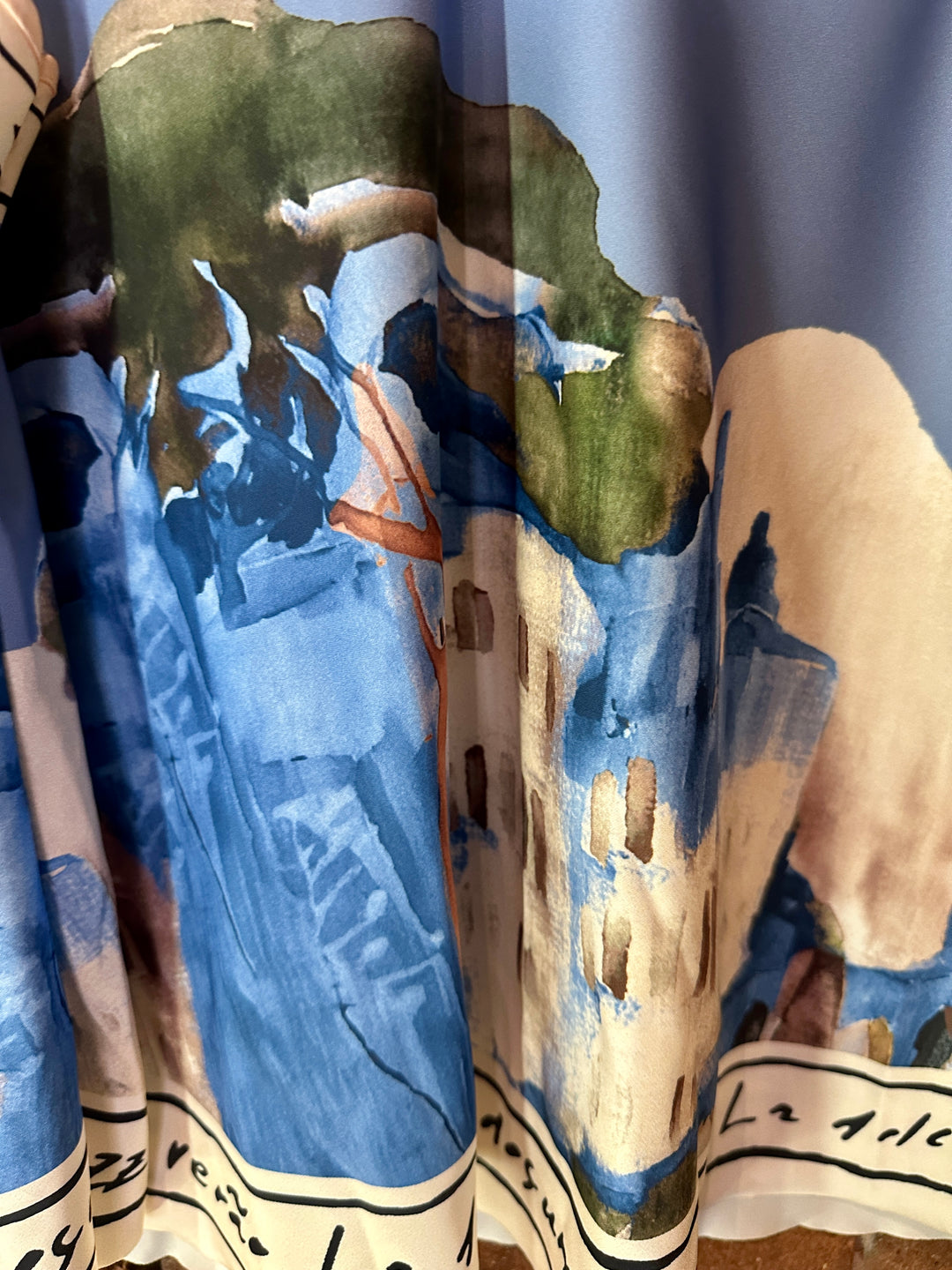 Blue Satin Watercolour Cami