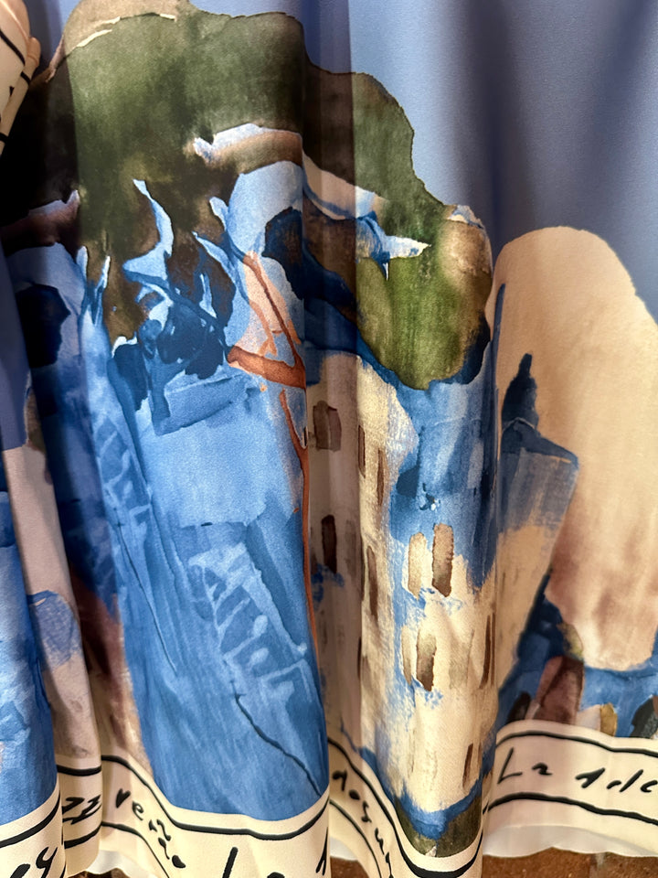 Blue Satin Watercolour Cami
