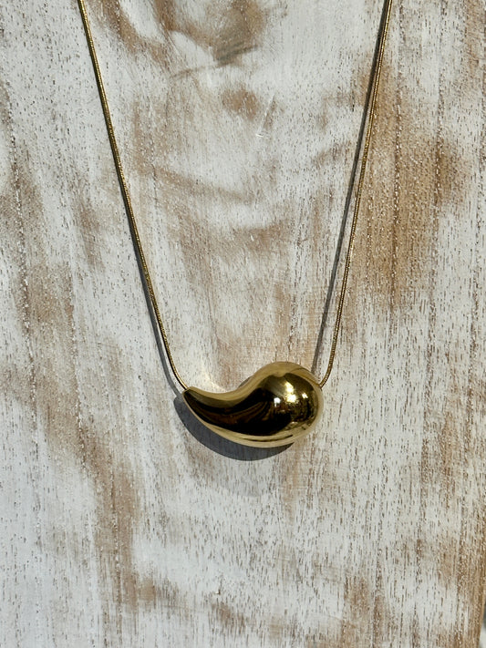 Waterproof Gold Teardrop Necklace - Large
