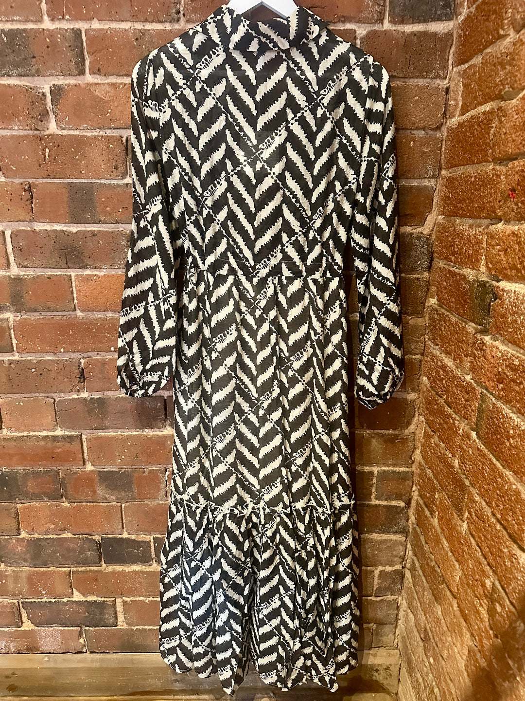 Black & Cream Geo Shirt Dress