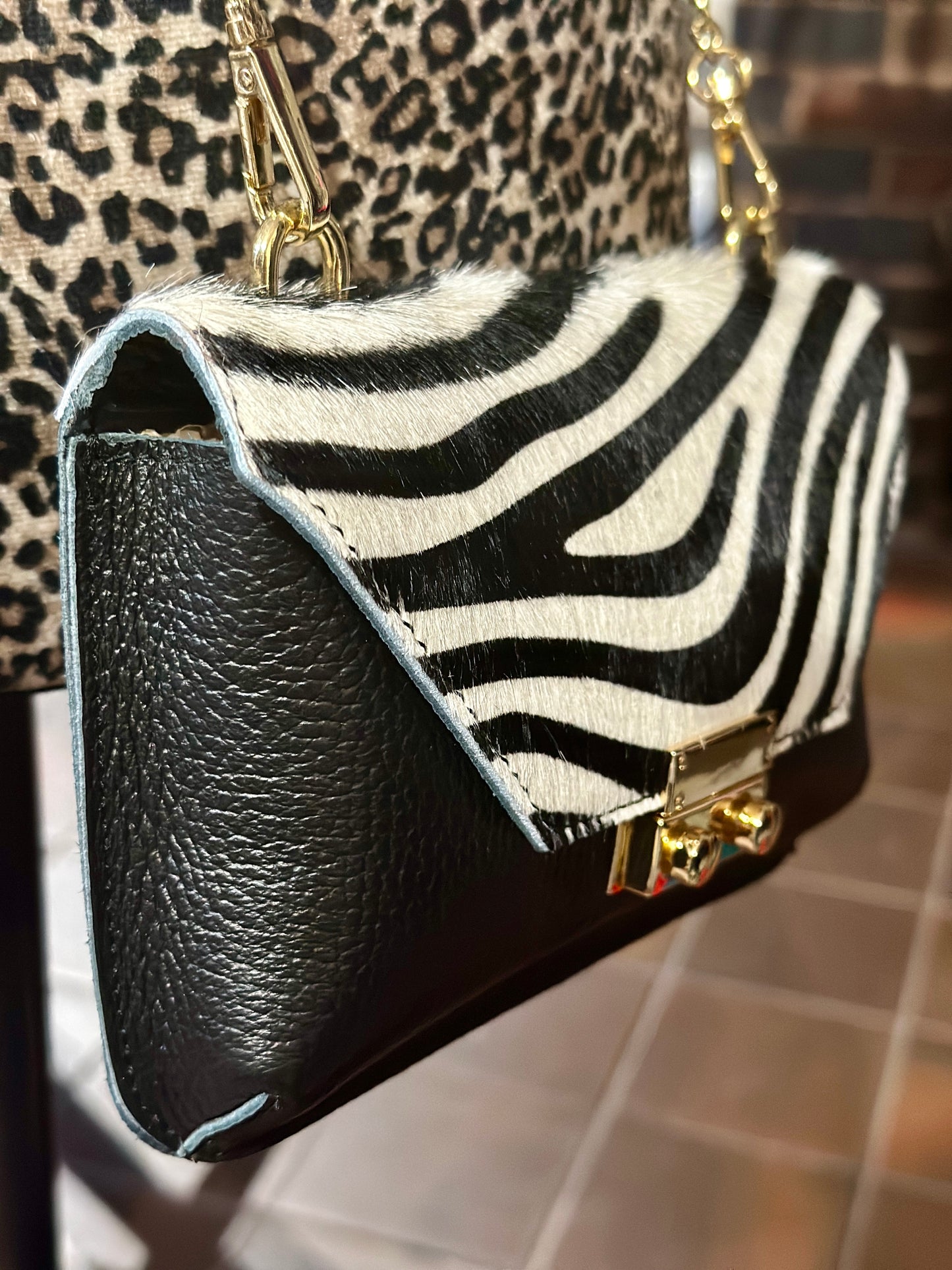 Zebra Leather Evening Bag