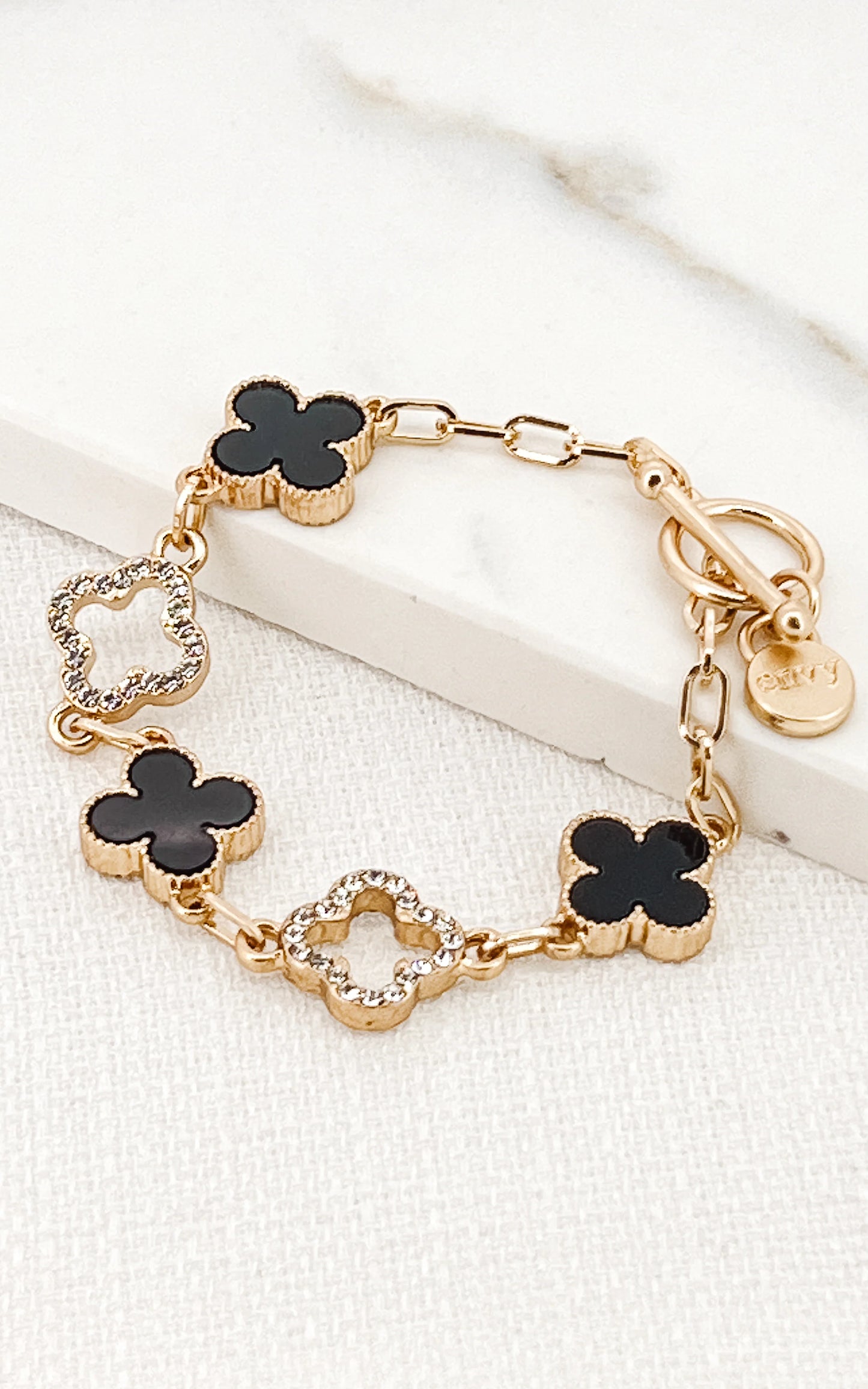 Envy Gold & Black Beaded Fleur Bracelet