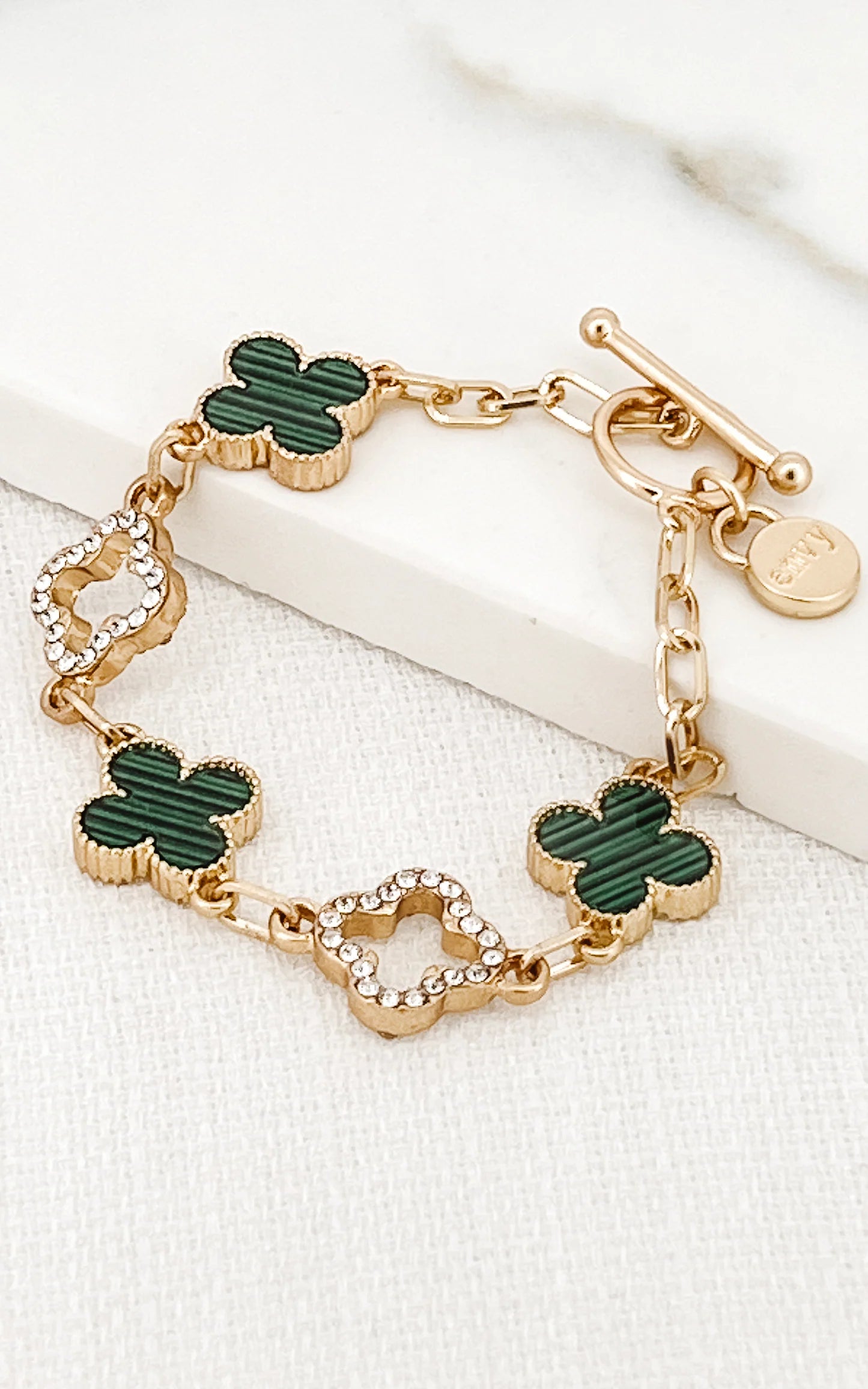 Envy Gold & Green Beaded Fleur Bracelet