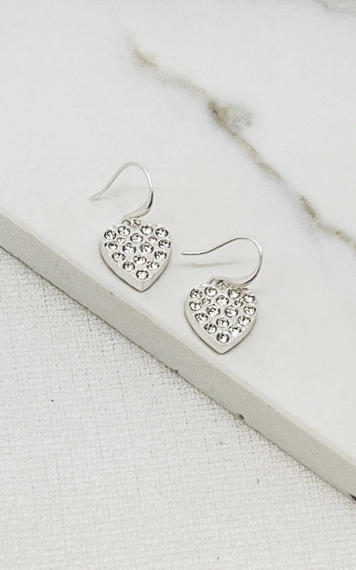 Envy Silver Diamanté Heart Earrings