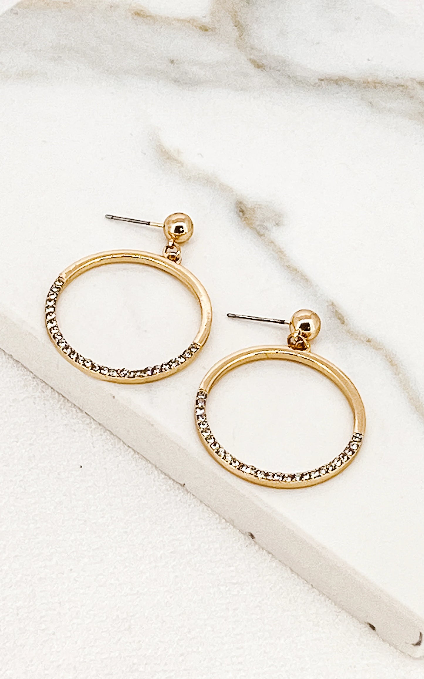 Envy Gold & Diamanté Circle Earrings