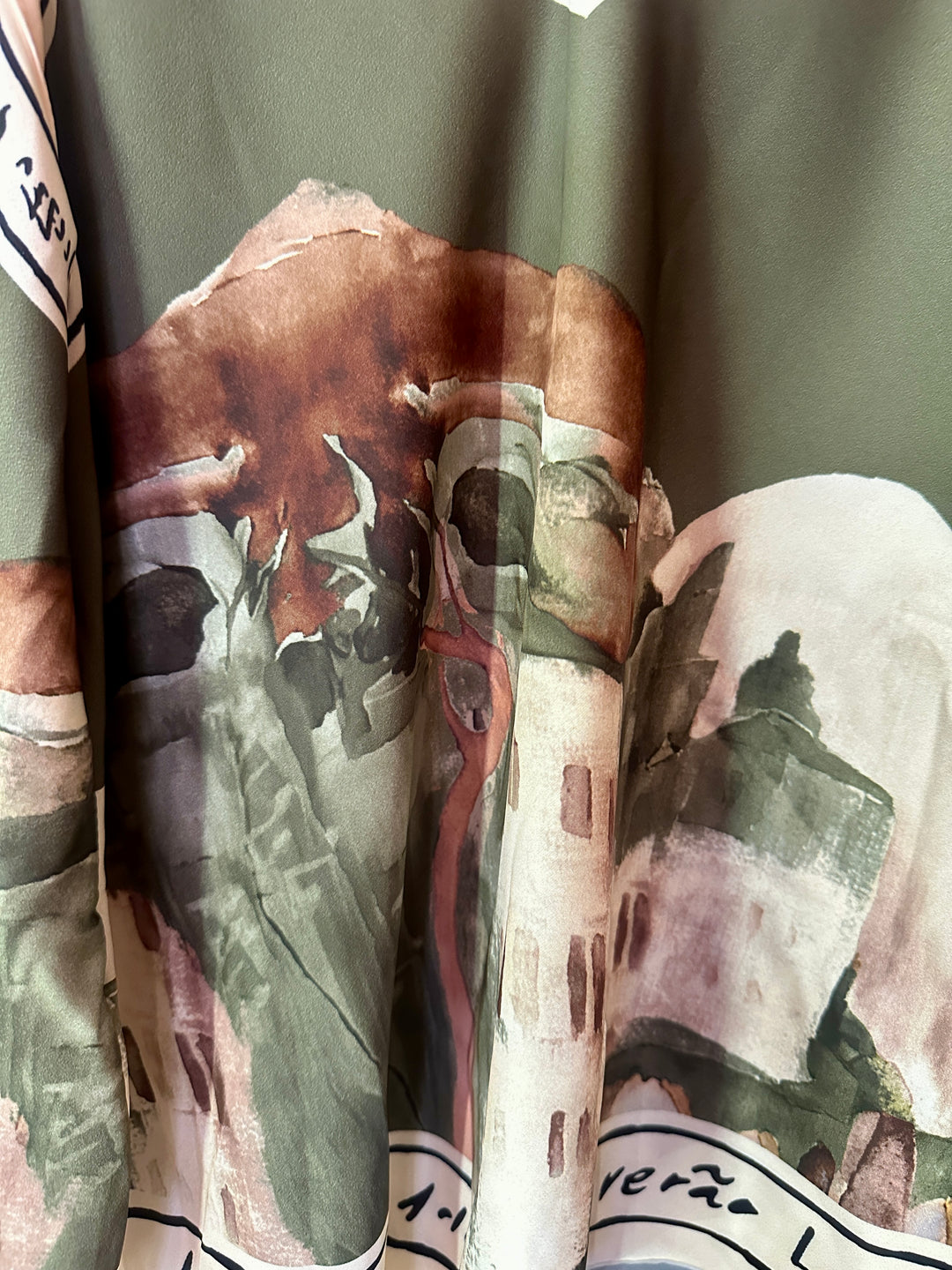 Green Satin Watercolour Cami
