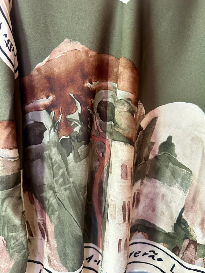 Green Satin Watercolour Cami