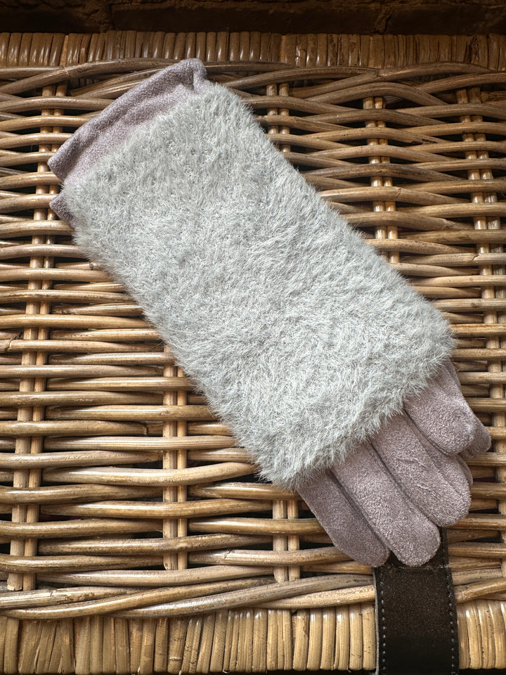 Faux Suede Layered Gloves