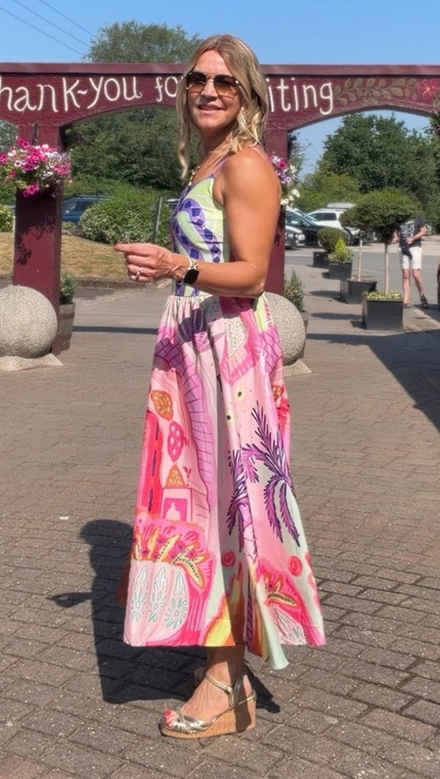 Palm Print Summer Dress