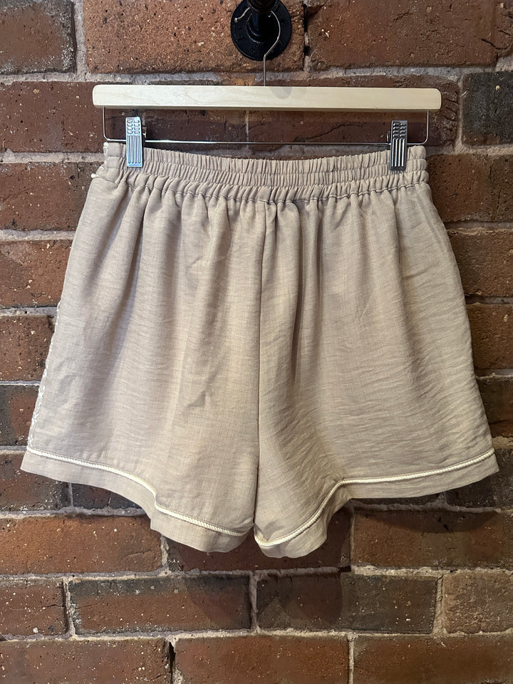 Natural Embroidered Shorts
