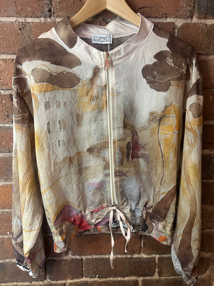 Watercolour Zip up Jacket, Cream