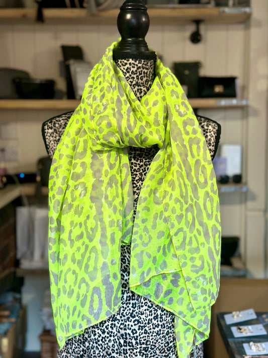 Neon Lime Leopard Scarf