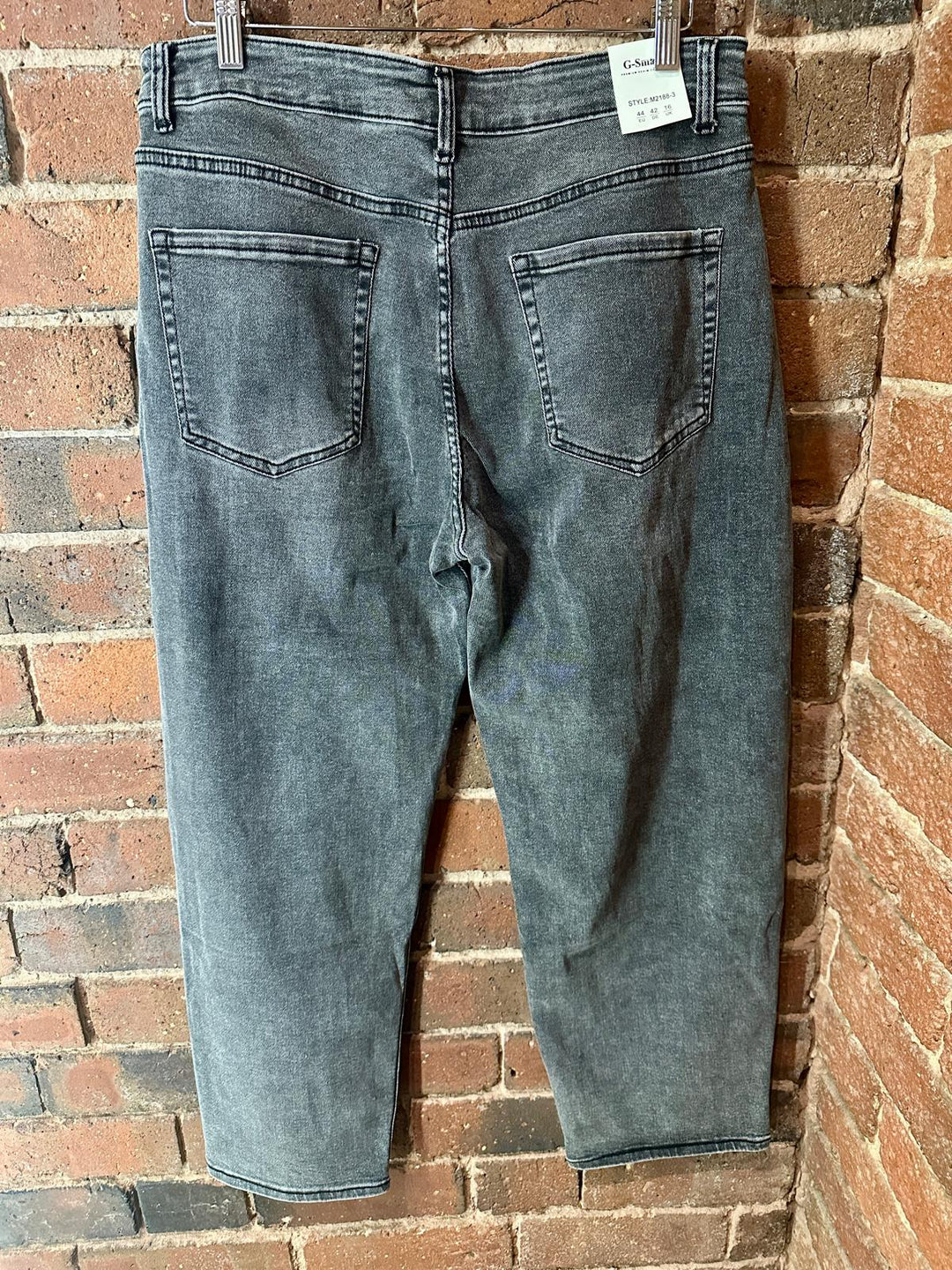 Grey barrel leg jeans