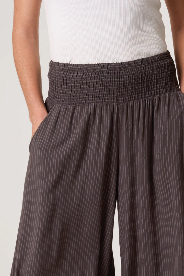 Chocolate Pinstripe Wide Leg Trouser