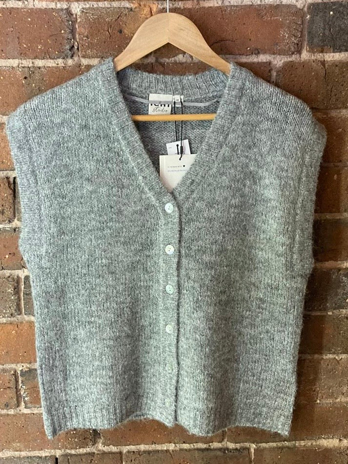 ICHI Grey Knitted Waistcoat