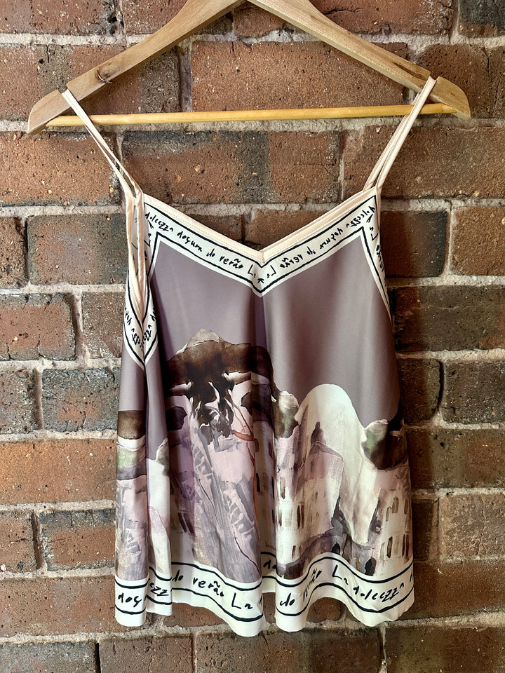 Taupe Satin Watercolour Cami