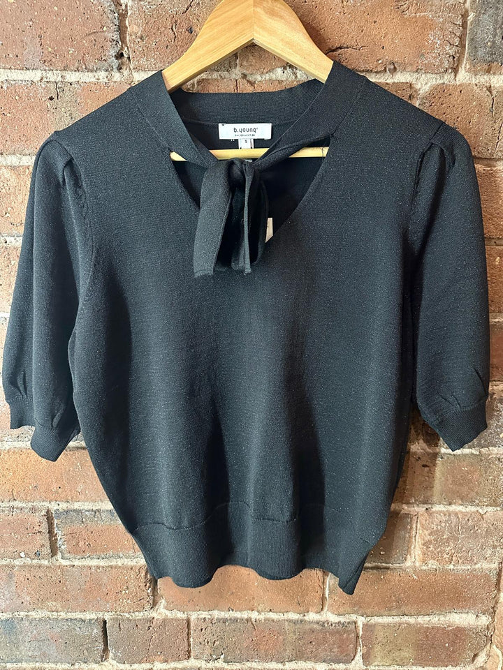 Byoung Black Bow Tie Top