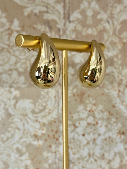 Waterproof Gold Teardrop Earrings - Medium