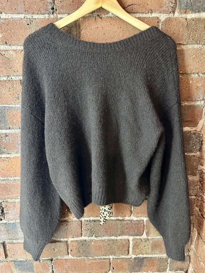 Chocolate bow back jumper