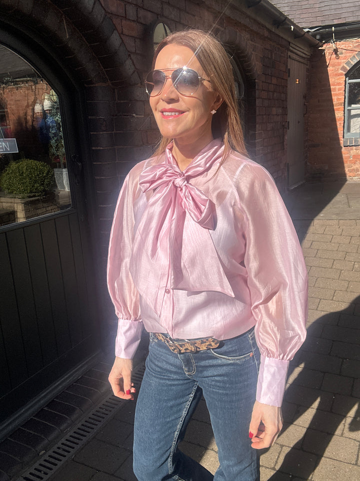 Tensel Pussybow Blouse, Pink