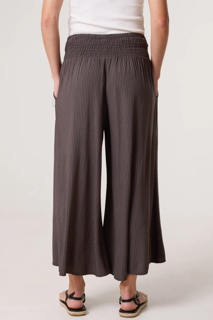 Chocolate Pinstripe Wide Leg Trouser