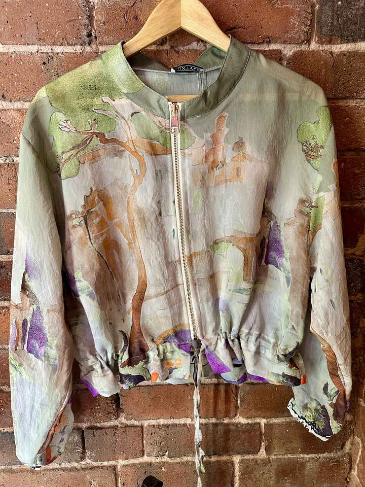 Watercolour Zip up Jacket, Khaki