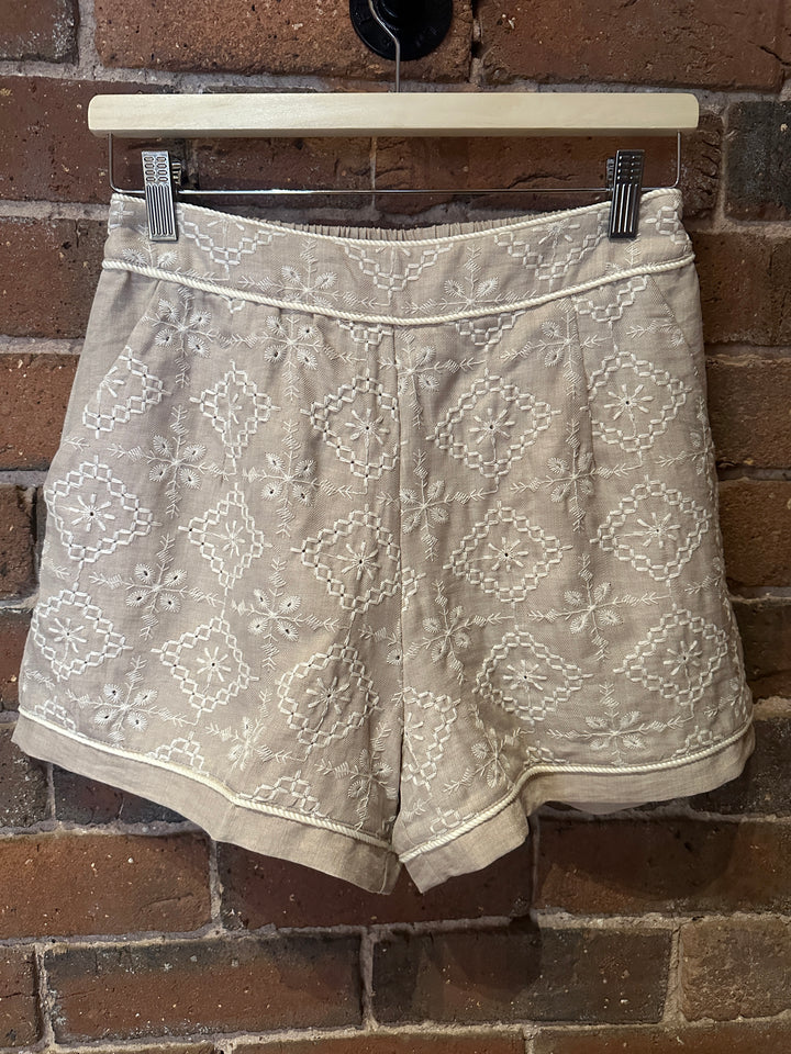 Natural Embroidered Shorts