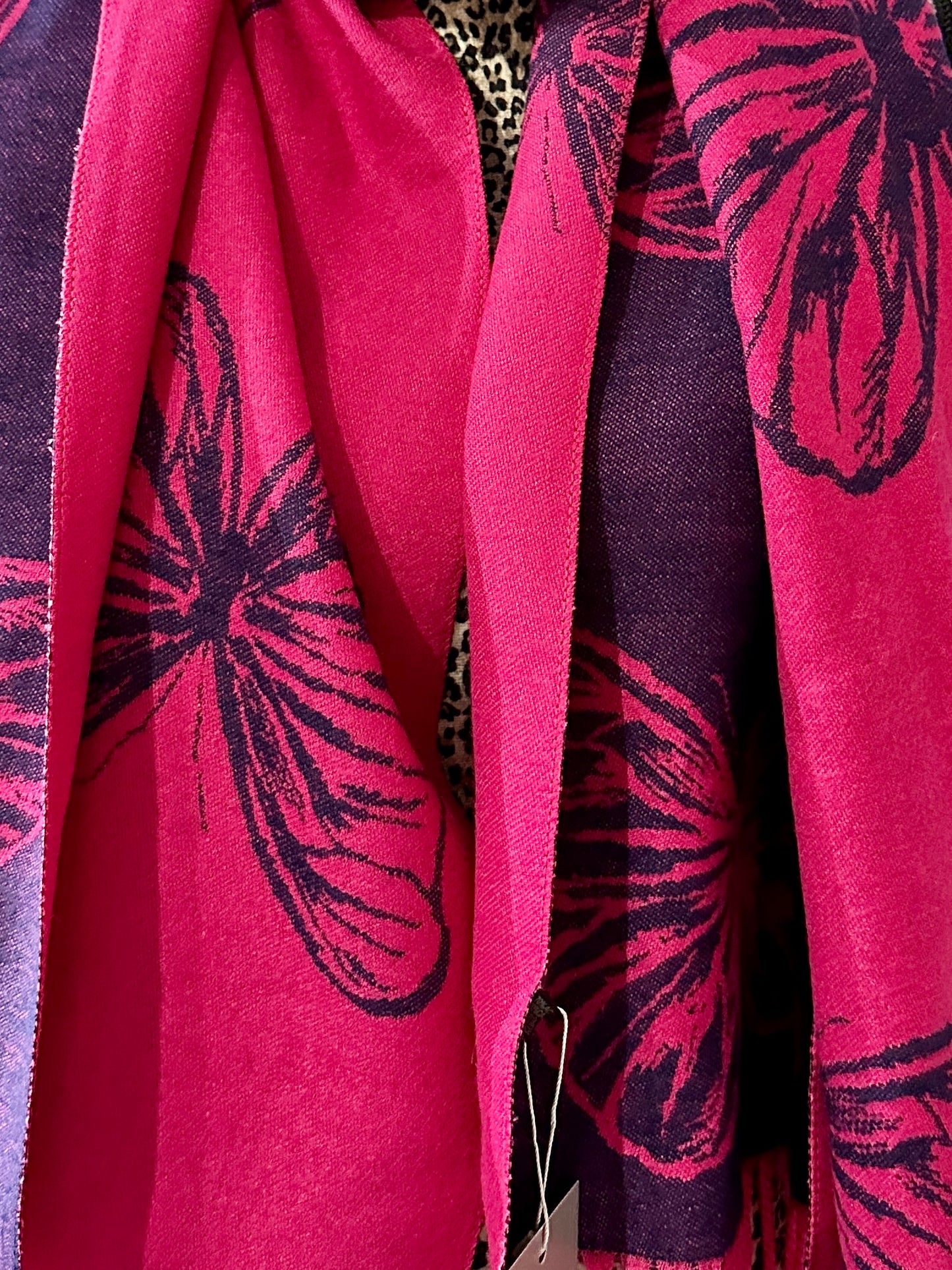 Bright Pink & Navy Butterfly Scarf
