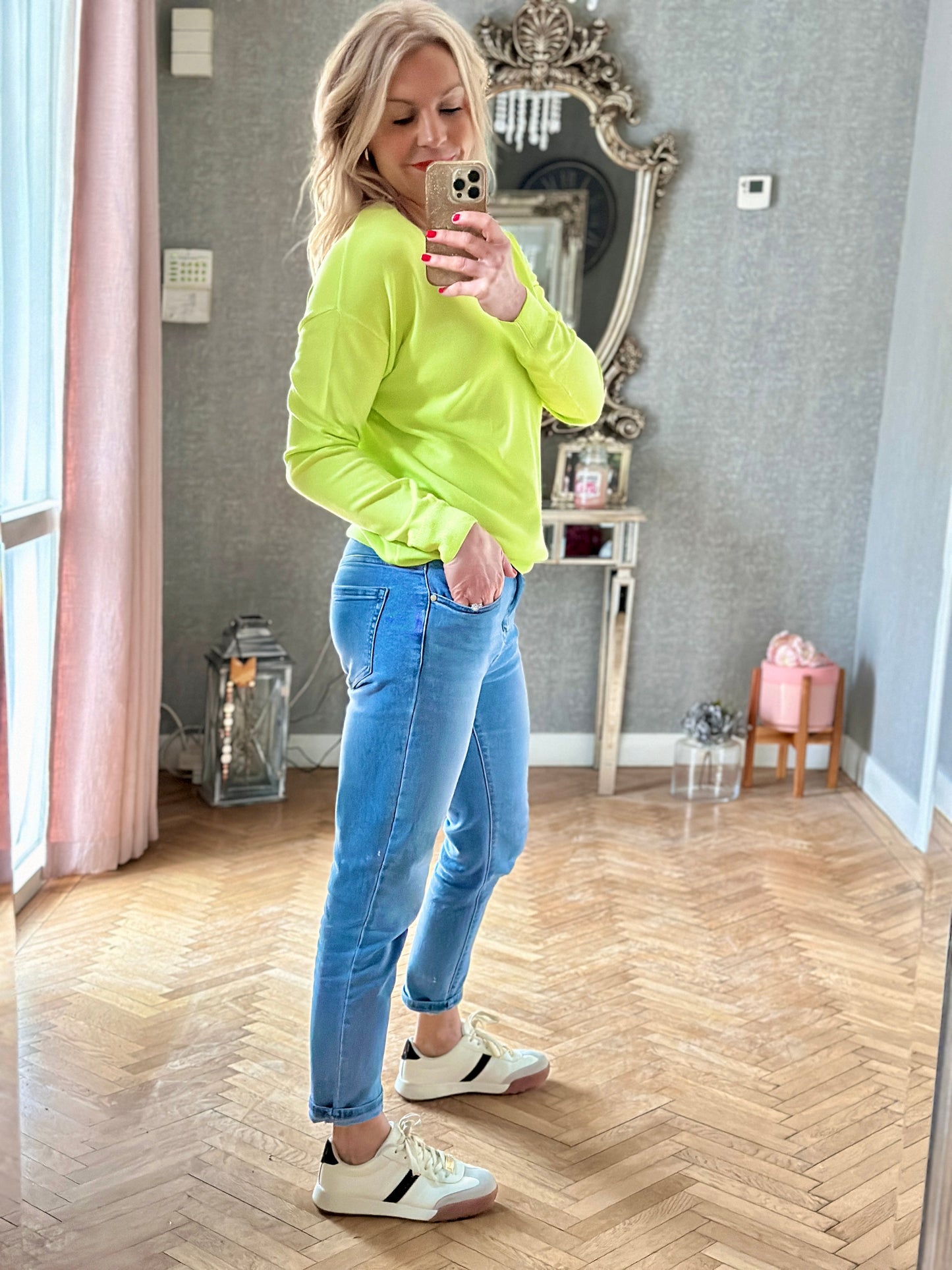 Byoung Round Neck Lime Jumper