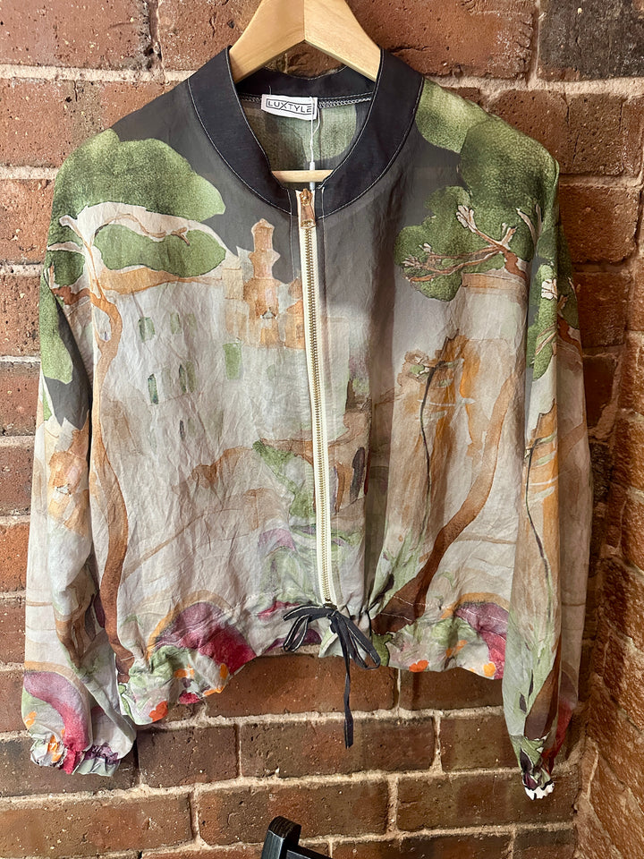Watercolour Zip up Jacket, Black