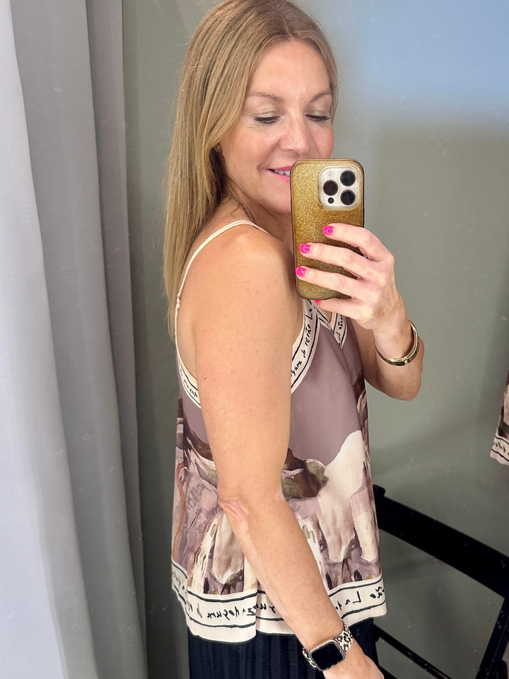 Taupe Satin Watercolour Cami