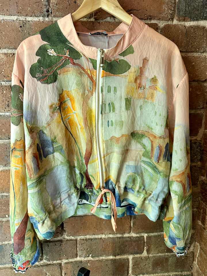 Watercolour Zip up Jacket, pink