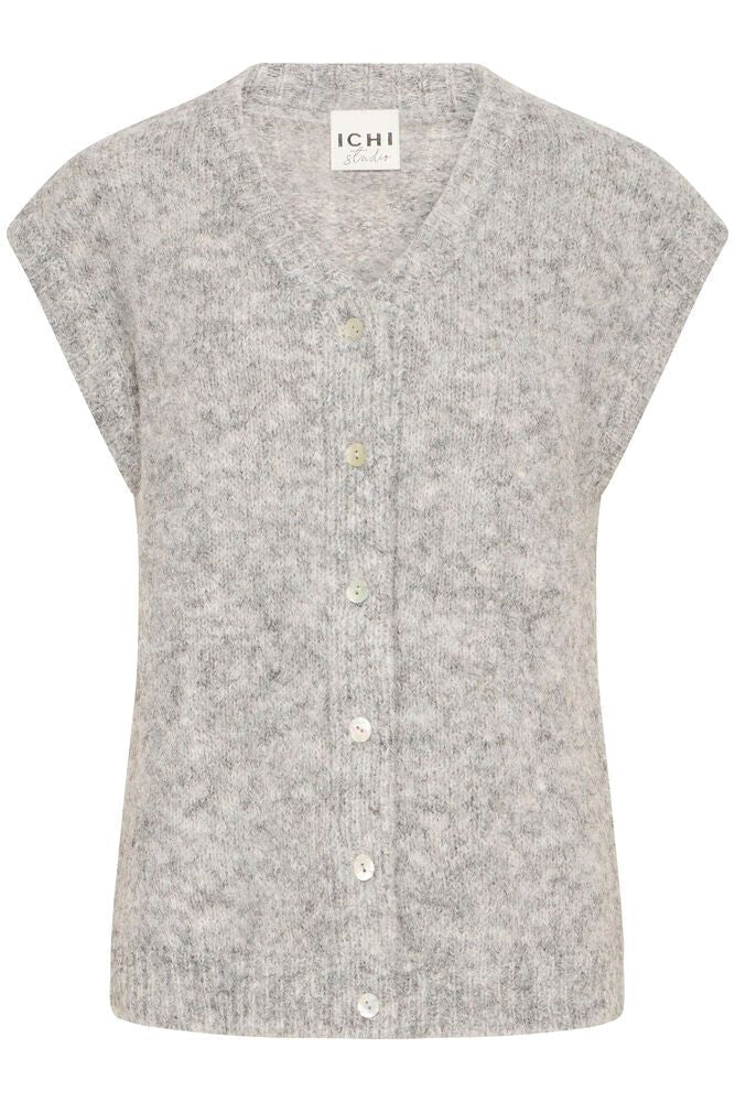 ICHI Grey Knitted Waistcoat