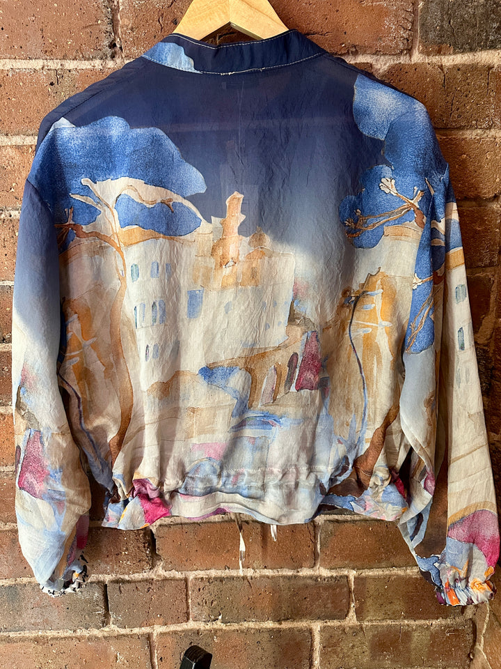 Watercolour Zip up Jacket, Navy